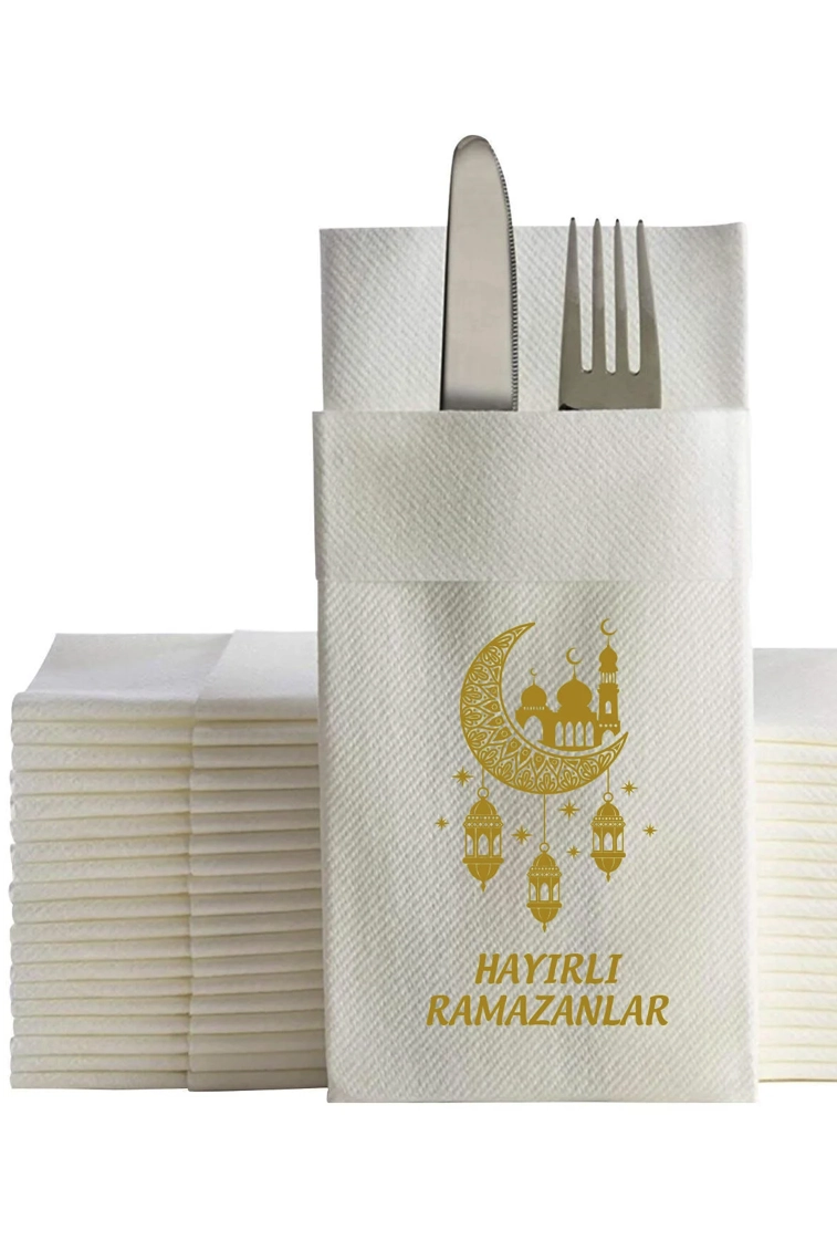 Hayırlı Ramazanlar Baskılı Cepli Peçete 50 Adet