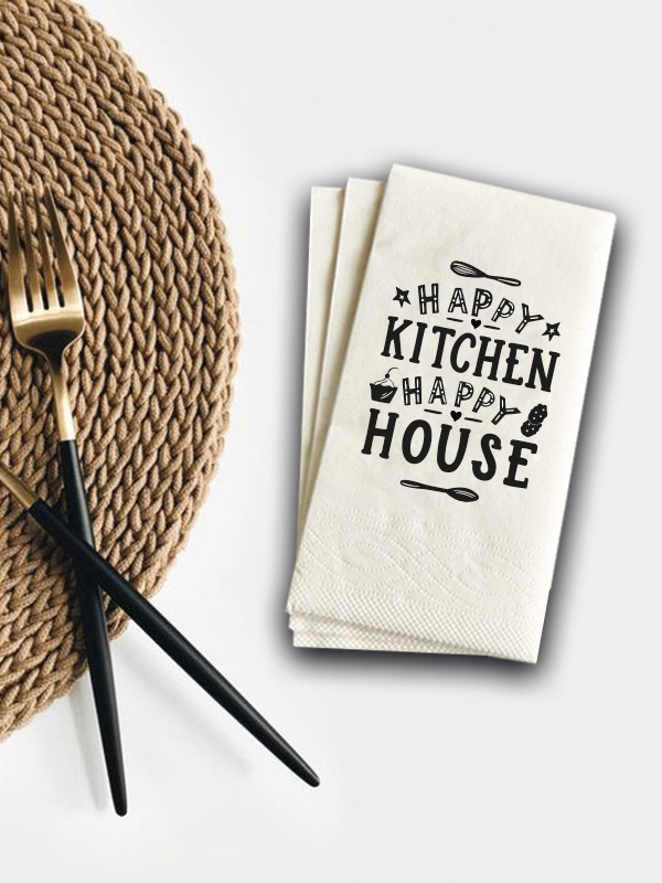 Happy Kitchen Baskılı Konuşan Sunum Peçetesi 100 Adet