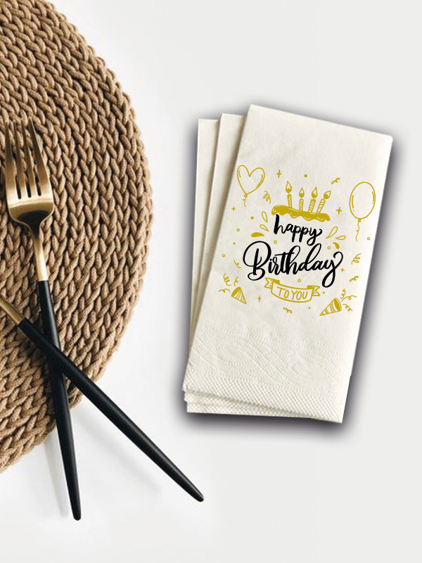 Happy Birthday Baskılı Konuşan Sunum Peçetesi 100 Adet