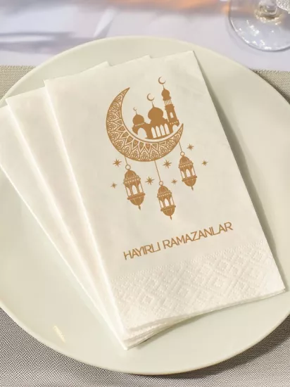 Hayırlı Ramazanlar Baskılı Sunum Peçetesi 100 Adet